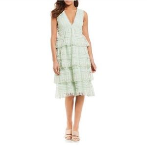 Gianni Bini Mint Ruffled Embroidered Dress. Size 4